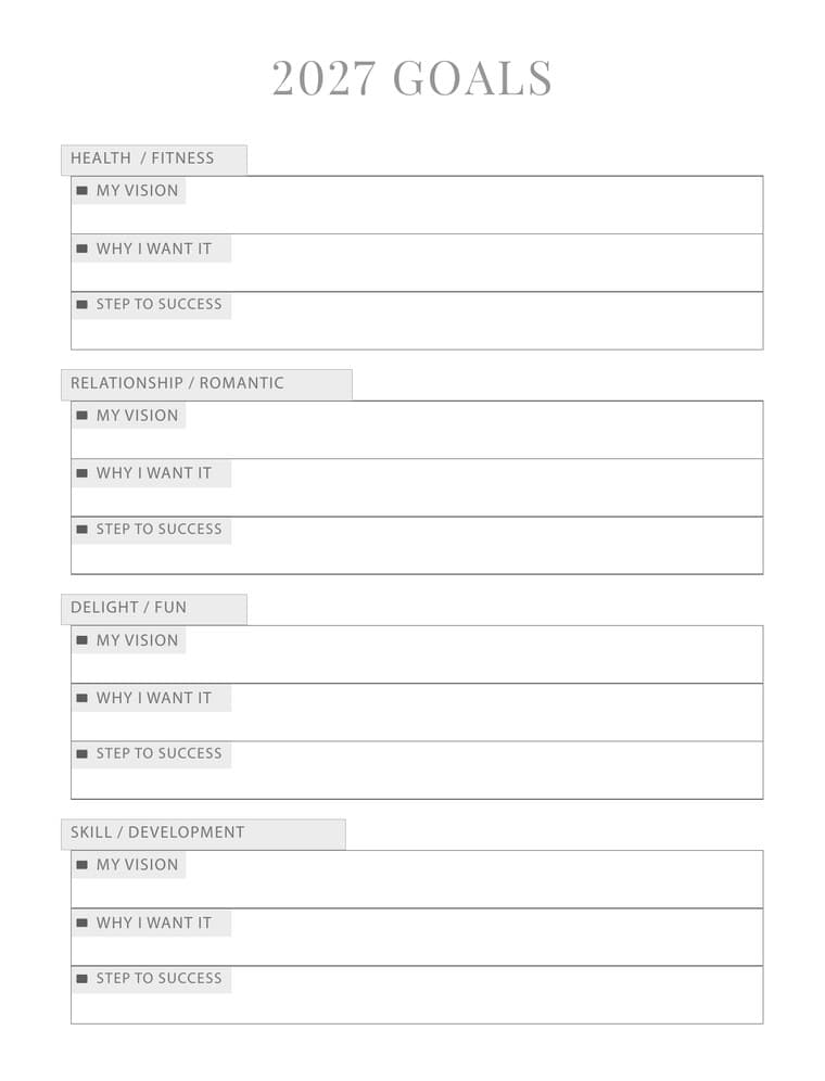 Official Ezer Planner goals page preview