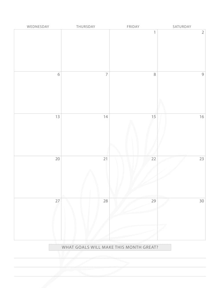 Official Ezer Planner monthly goals page preview