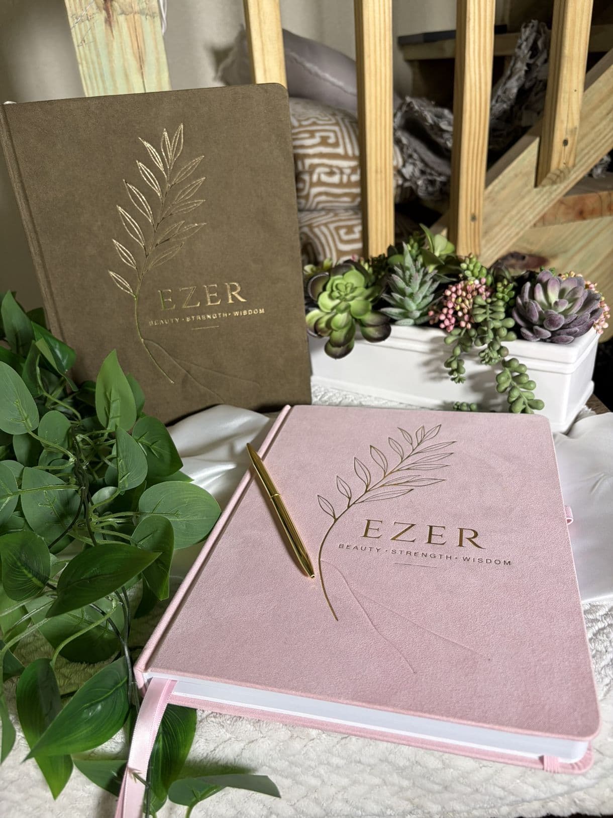 Pink and olive layflat