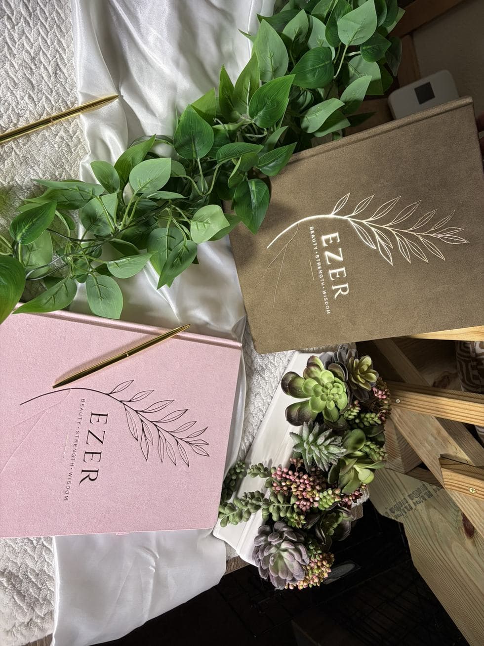 Deep green and pink Ezer Planner cover options